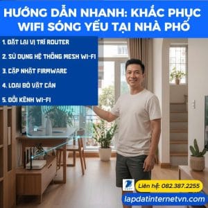 Hướng dẫn nhanh cách khắc phục sóng Wifi yếu tại nhà phố với các bước tối ưu router và hệ thống mạng.
